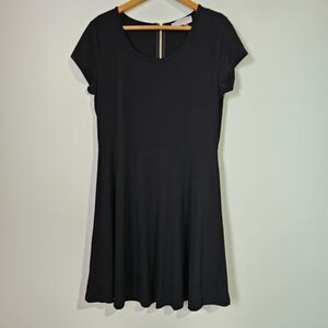 NWT MICHAEL KORS BLACK SCOOP NECK SKATER DRESS SHORT SIZE LARGE